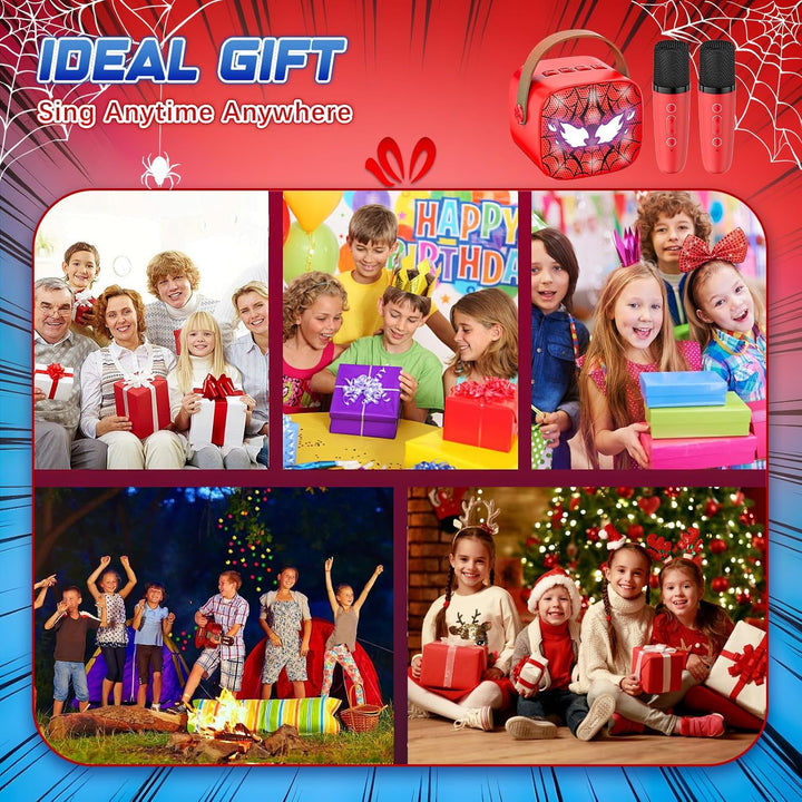 Spider Karaoke Maschine Kinder mit 2 Bluetooth Mikrofon - Weihnachts Geschenke Spielzeug für Mädchen