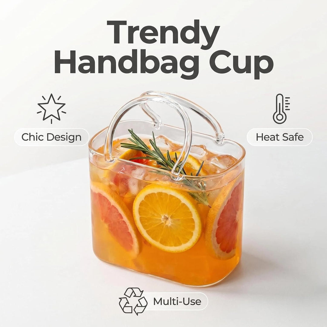 26oz Purse Drinking Glass, Glas Handtasche für Getränke mit Strohhalm, Trinkglas Handtasche, Kreativ