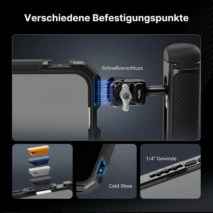 NEEWER 17 Pro Käfig Cage Video Rig Handy Stabilisator Set kompatibel mit iPhone 17 Pro mit 67mm Filt