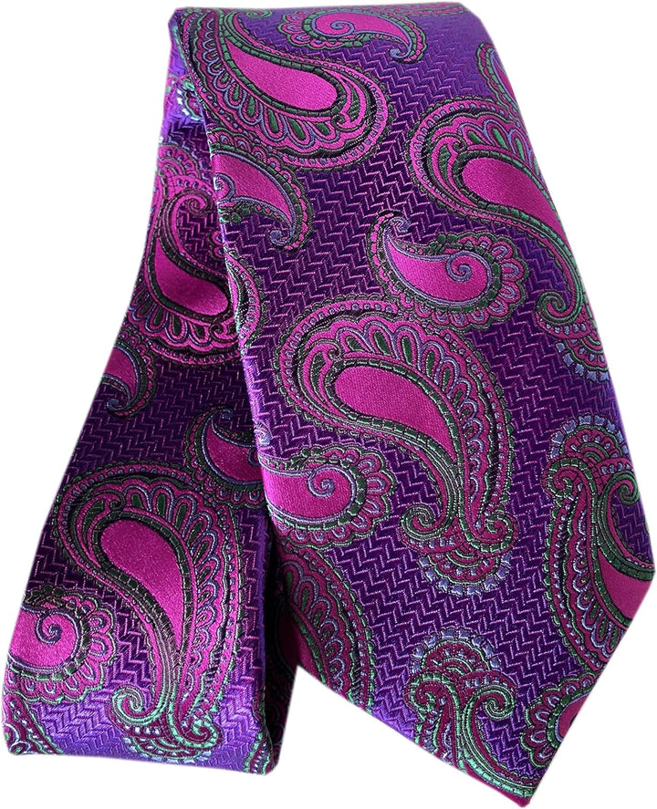 DUCHAMP London Herren Krawatte aus 100 % gewebter Seide, Paisleymuster Violett