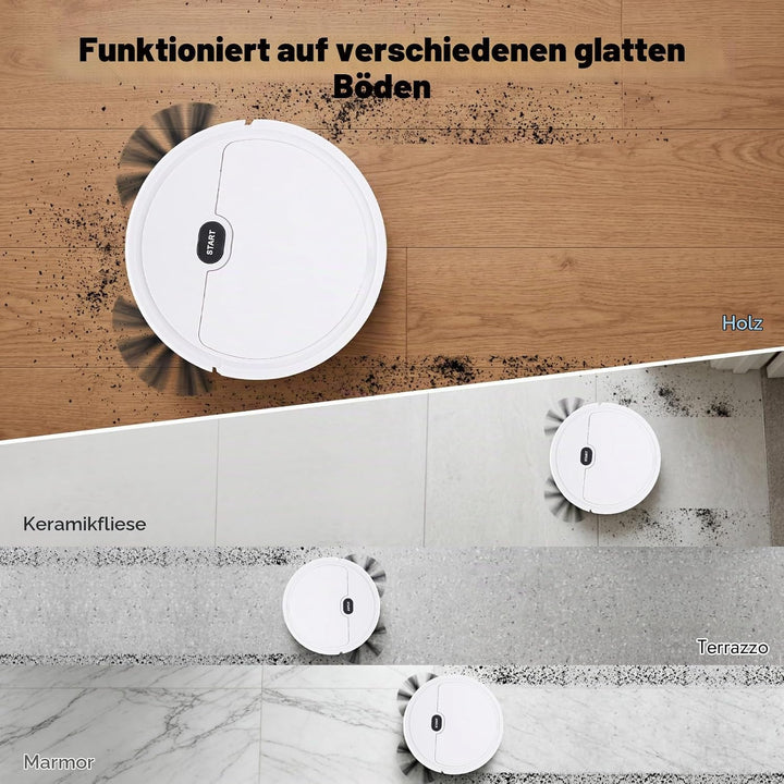 TESUGN Saugroboter mit Wischfunktion, 500Pa Saugkraft, 3in1 Roboterstaubsauger, Kinder Boden wischen