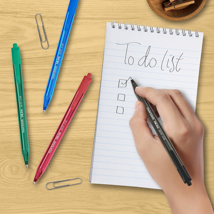 Paper Mate InkJoy 100RT Retractable Kugelschreiber | mittlere Spitze (1,0 mm) | Blau | 100 Stück Bla