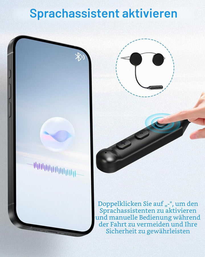 Bluetooth-Headset für Motorradhelm, Bluetooth-Kopfhörer mit 16 Std. Akkulaufzeit, Freisprecheinricht