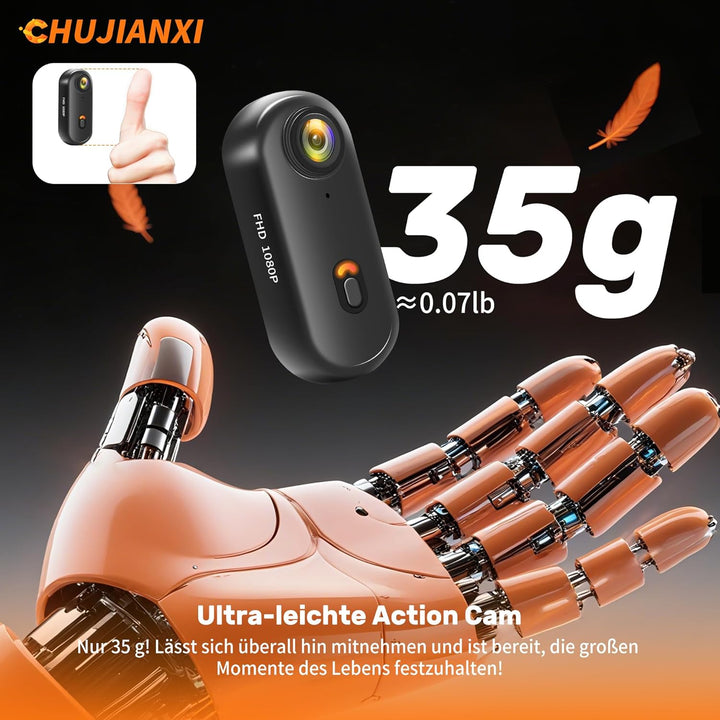 Multifunktions Mini Action Cam 1080P WiFi, Wasserdicht Bodycam Körperkamera Mini, Magnetisch Mini Ka
