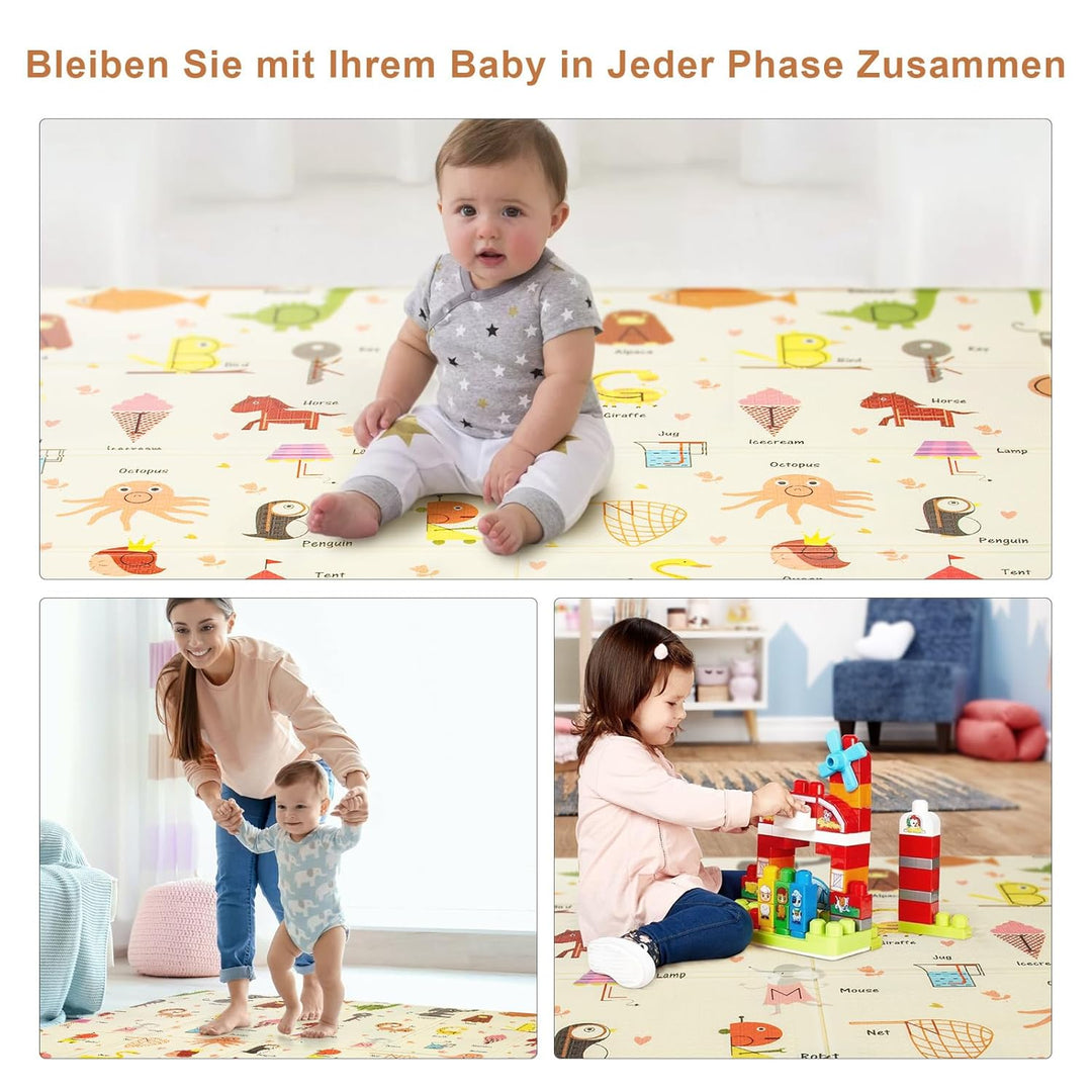 Faltbare Baby-Spielmatte – Extra grosse, wasserdichte Krabbelmatte aus weichem Schaumstoff, rutschfe