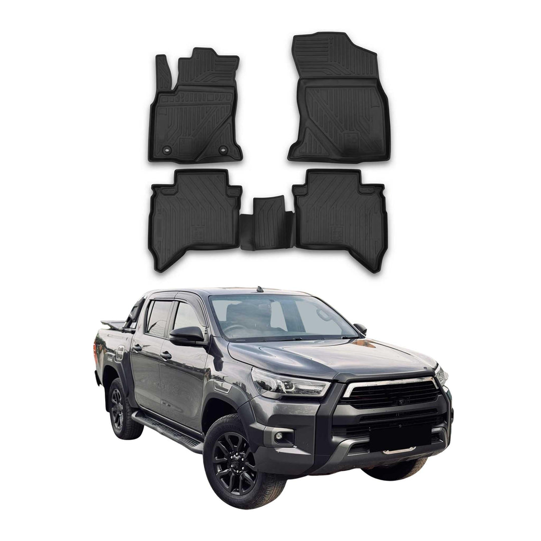 Auto Fussmatten Gummimatten kompatibel mit Toyota Hilux 2015-2021 - 3D Matte Schmutzfangmatte Wasser