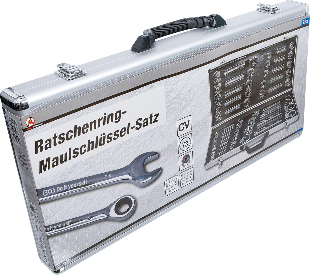 BGS Do it yourself 30009 | Ratschenring-Maulschlüssel-Satz | SW 6 - 32 mm | 22-tlg., 22-tlg.