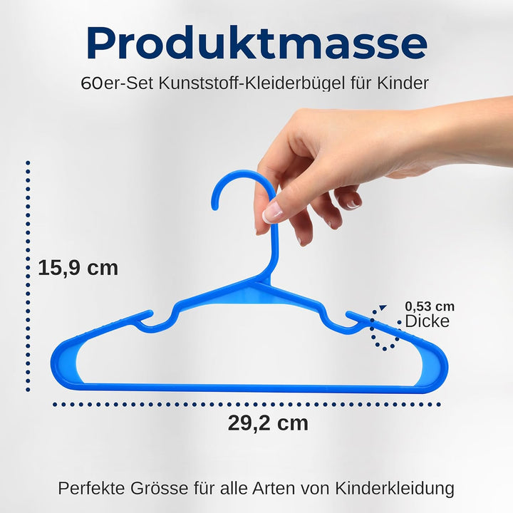 SereneLife Kinderkleiderbügel 60er Set – Kleiderbügel Kinder & Baby Kleiderbügel Kunststoff & rutsch