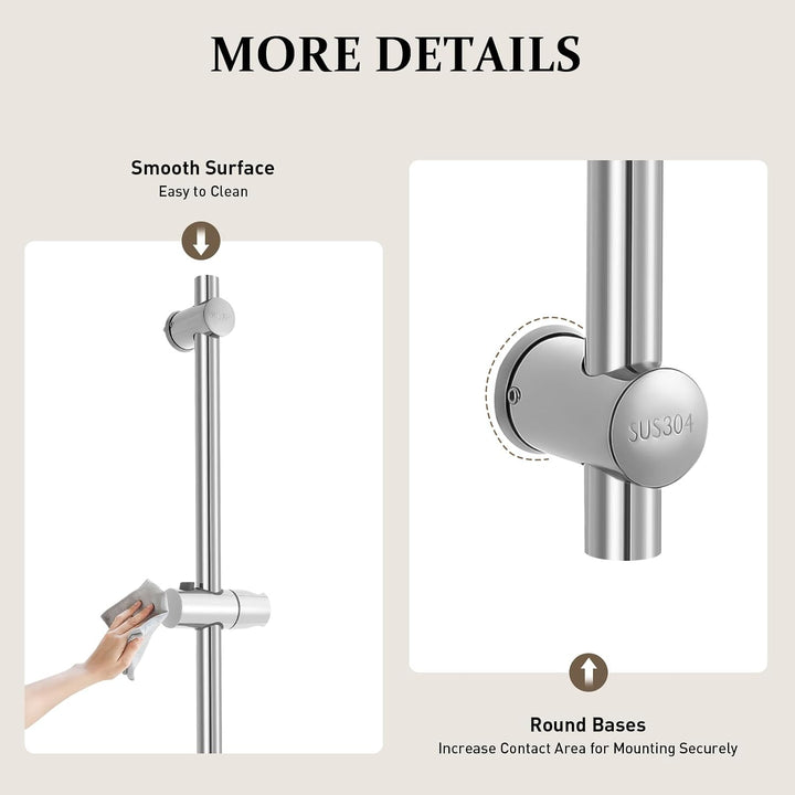 Brausestangenset Edelstahl, Duschstange mit 360°Drehbar Handbrause, Shower Head Holder, Handbrause S