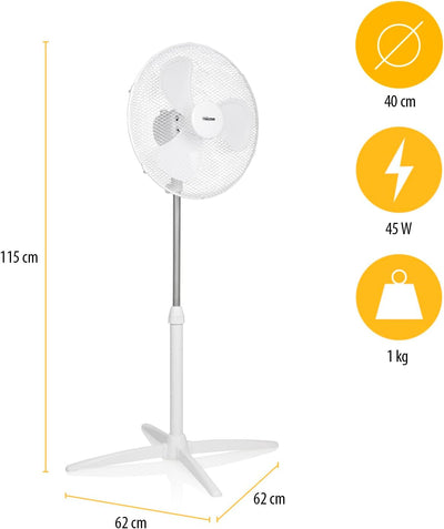 Tristar VE-5755 Standventilator – 45 W – 40 cm Ø – 115 cm Höhenverstellbarer – 3 Geschwindigkeitsstu