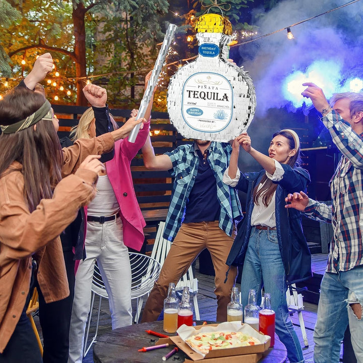 WERNNSAI Tequila Flaschen Piñata – Tequila Cheers Party Piñata mit Augenbinde und Stockspiel für Erw