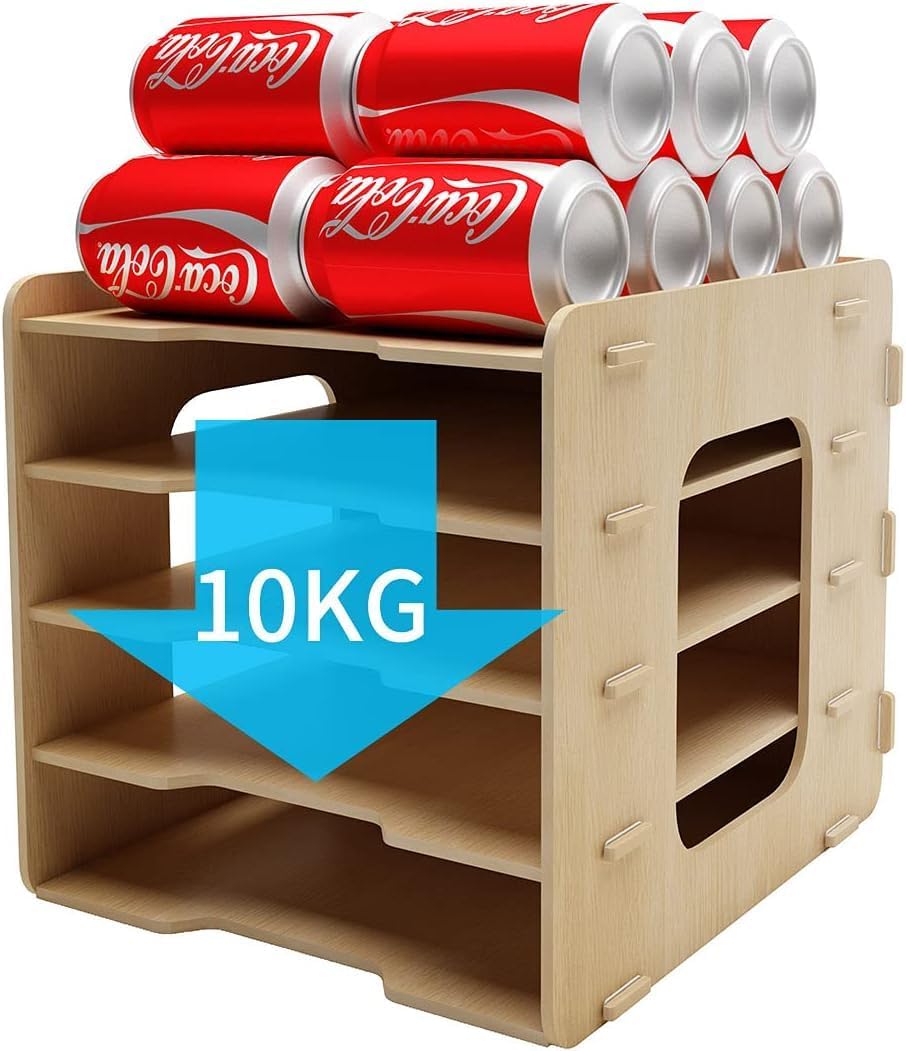 PUNCIA Dokumentenablage A4 Briefablage 5 Ablagefächer Holz Schreibtisch Datei Organizer Papierablage
