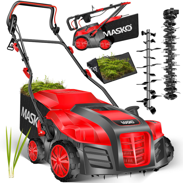 MASKO® Elektro 2in1 Vertikutierer Rasenlüfter 1800 Watt 40cm Arbeitsbreite 55L Fangkorb inkl. Lüfter