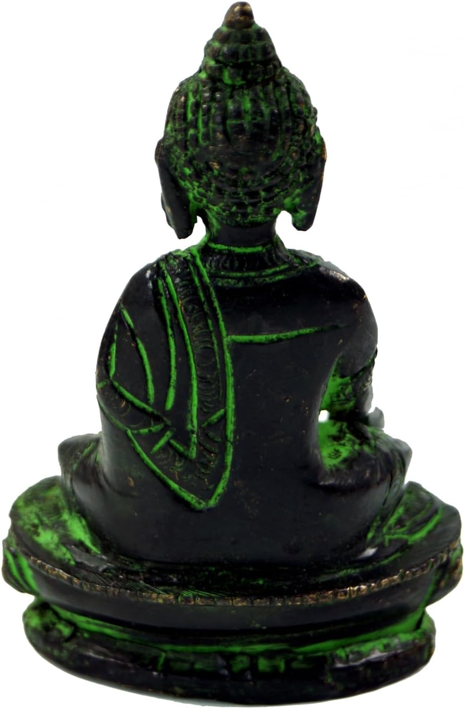 GURU SHOP Buddha Statue aus Messing Bhumisparsa Mudra 10 cm - Modell 1, Grün, Buddhas, Modell 1