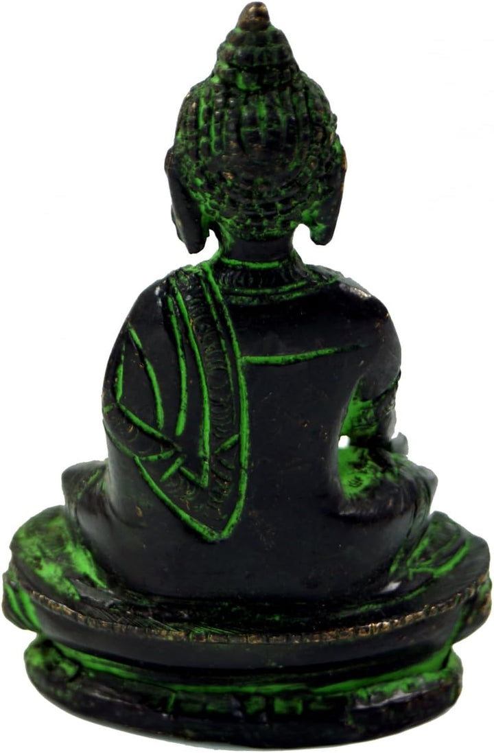 GURU SHOP Buddha Statue aus Messing Bhumisparsa Mudra 10 cm - Modell 1, Grün, Buddhas, Modell 1