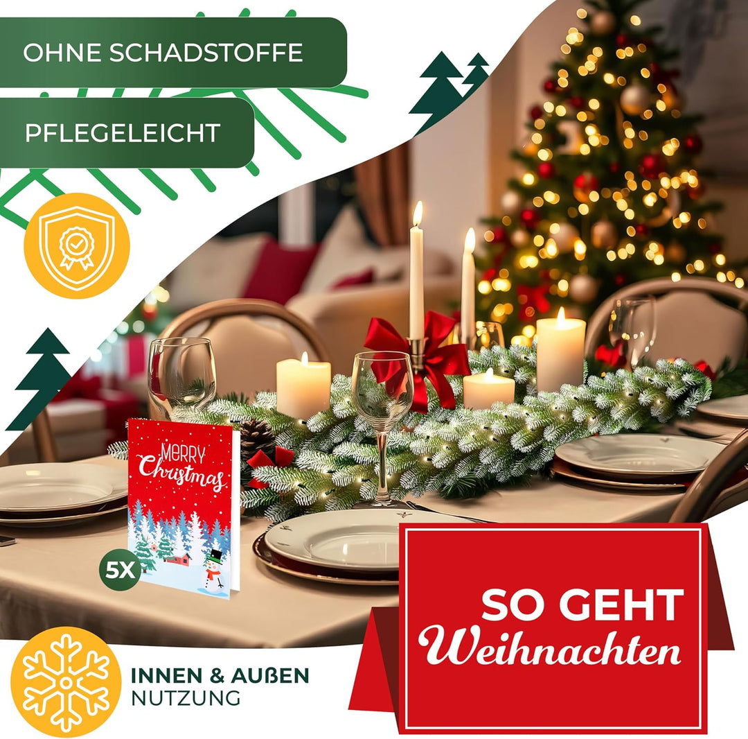 KESSER® Weihnachtsgirlande 10m mit Beleuchtung 200 LEDs - Timer - LED Kette 8 Leuchtmodi - Weihnacht