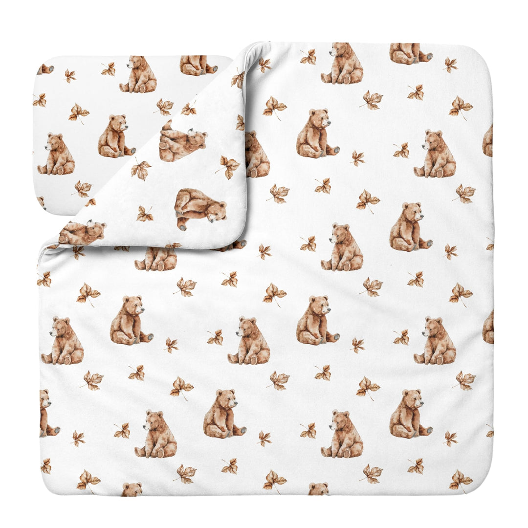 Waldin Baby Kinder Bettwäscheset 100% Bambus, ohne Bezug, Hypoallergen, Decke und Kissen, Bärchen/We
