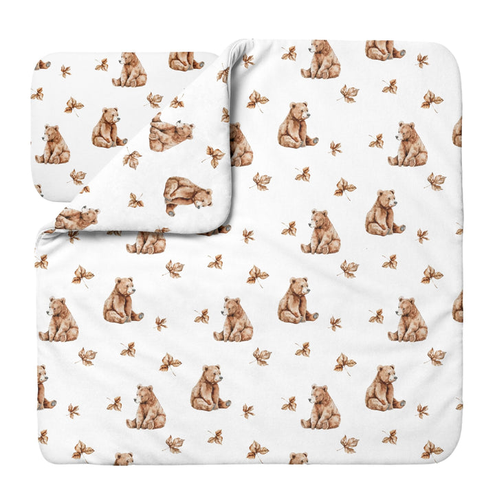 Waldin Baby Kinder Bettwäscheset 100% Bambus, ohne Bezug, Hypoallergen, Decke und Kissen, Bärchen/We