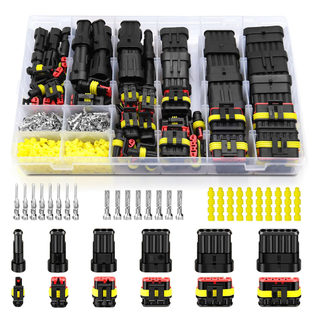 KFZ Stecker Set, 808Pcs KFZ Steckverbinder, Wasserdichte Stecker 1/2/3/4/5/5/6 Polig, Superseal Stec