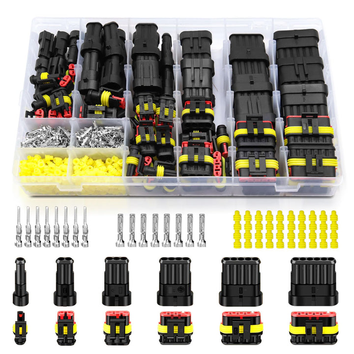 KFZ Stecker Set, 808Pcs KFZ Steckverbinder, Wasserdichte Stecker 1/2/3/4/5/5/6 Polig, Superseal Stec