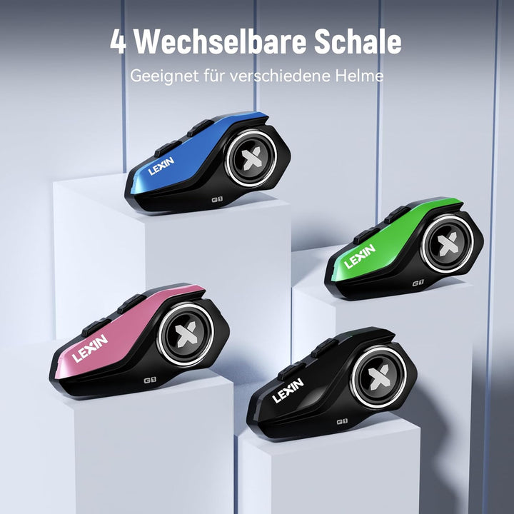 LEXIN G1 Motorrad Bluetooth 5.0 Kopfhörer, Helm Headset für Musik und Navi-Ansage Hören, Freihändige