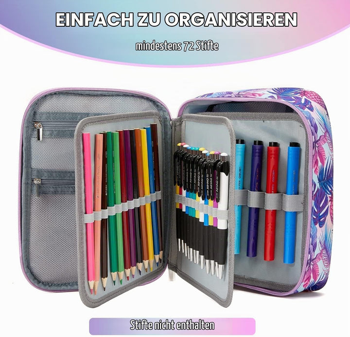 VASCHY Grosse Federmäppchen, Multi Fächer Mäppchen Organizer 72 Stück Etui Schule Federmappe Federta