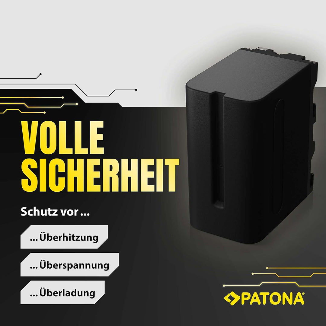 PATONA NP-F970 Akku 6600mAh Ersatzakku kompatibel mit Sony Camcorder, LED Indikatoren Beleuchtung Vi