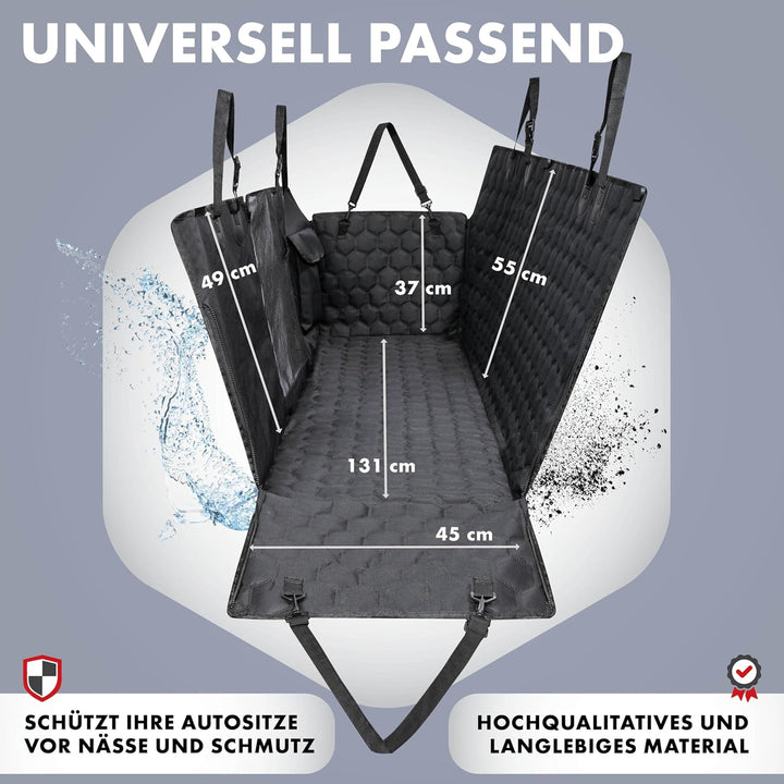 Walser Premium Auto Hundedecke Rocky, 100% wasserdichte Rücksitz Autoschondecke inkl. Seitenschutz u