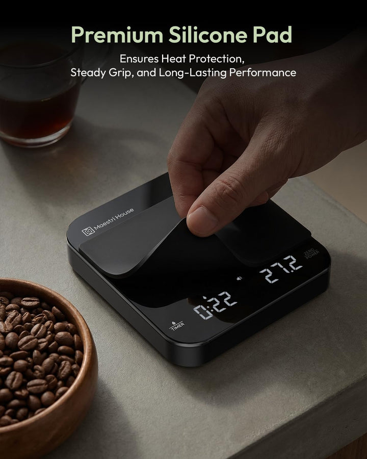 Maestri House Mini-Kaffeewaage mit Timer, Wiederaufladbare Espresso Waage, Präzise 2kg/0,1g Waage fü