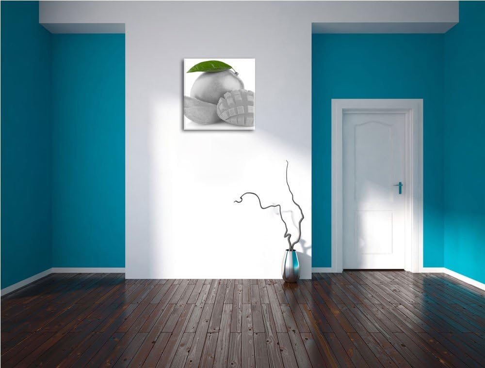 Pixxprint saftige aufgeschnittene Mango als Leinwandbild/Grösse: 70x70 cm/Wandbild/Kunstdruck/fertig