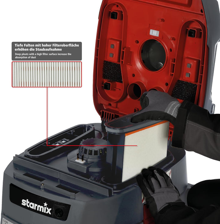 starmix iPulse L-1635 Top – Industriestaubsauger Staubklasse L, 280 mbar, 75l/s, 35l – automatische