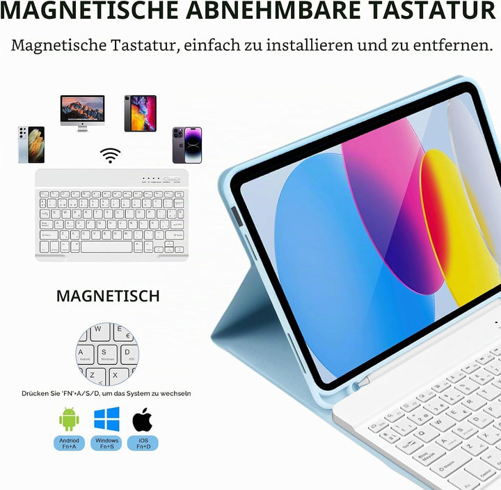 KBCASE Bluetooth-Tastatur-Schutzhülle für iPad, blue