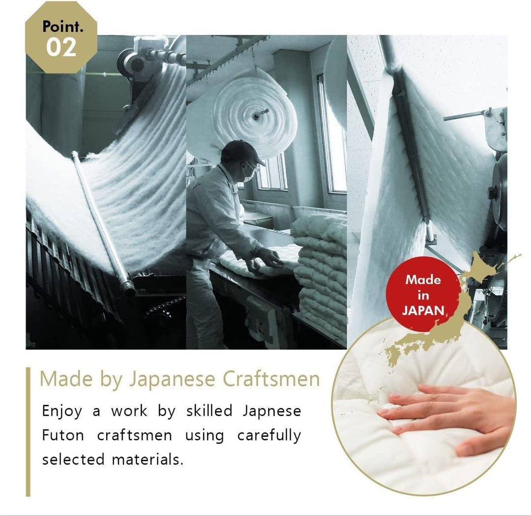 EMOOR Japanische Futon Matratze CLASSE 140 x 200 cm und Faltbare Tatami Matte (Igusa Matratze) Set,