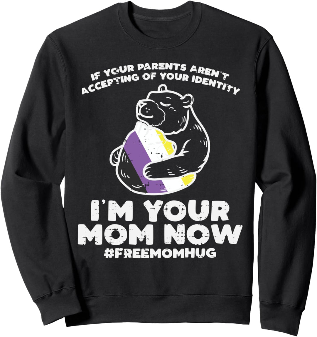 Parents Accepting Im Your Mom Now Bear Hug LGBTQ Gay Pride Sweatshirt