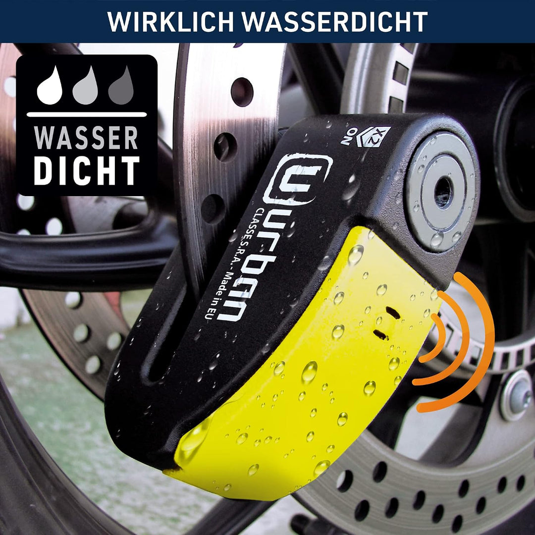 URBAN 999 Hi-Tech Bremsscheibenschloss mit Alarm 120dB ON/OFF Empfindlichkeit A+, Maximale Sicherhei