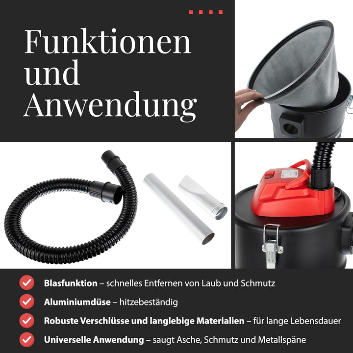 Kaminer Aschesauger Feinstaubsauger Ofen 15L 1200W HEPA Filter DualFilter 1170