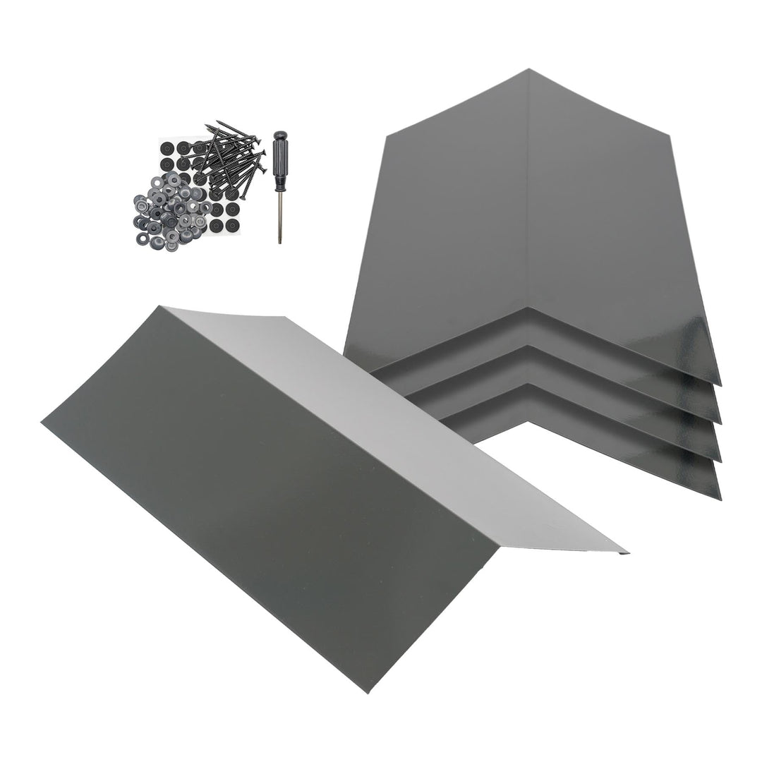 Firstkappen aus Metall - 30 x 60cm - Anthrazit - 5x Verzinkt Wasserdicht Draussen Garten Gewächshaus