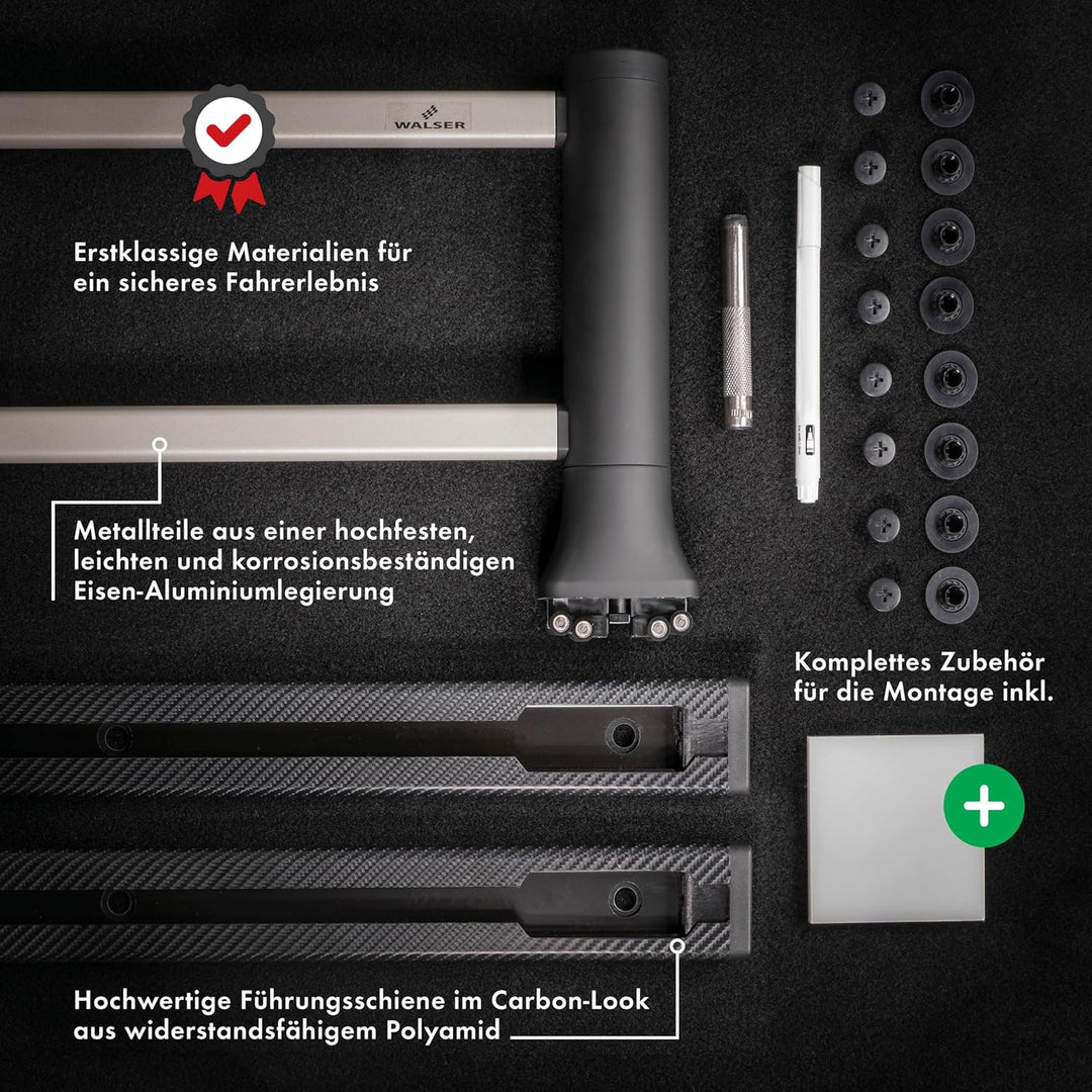Walser Premium Kofferraumteiler mit teleskopierbaren Schienen, Gepäckfixierung Kofferraum Universalg