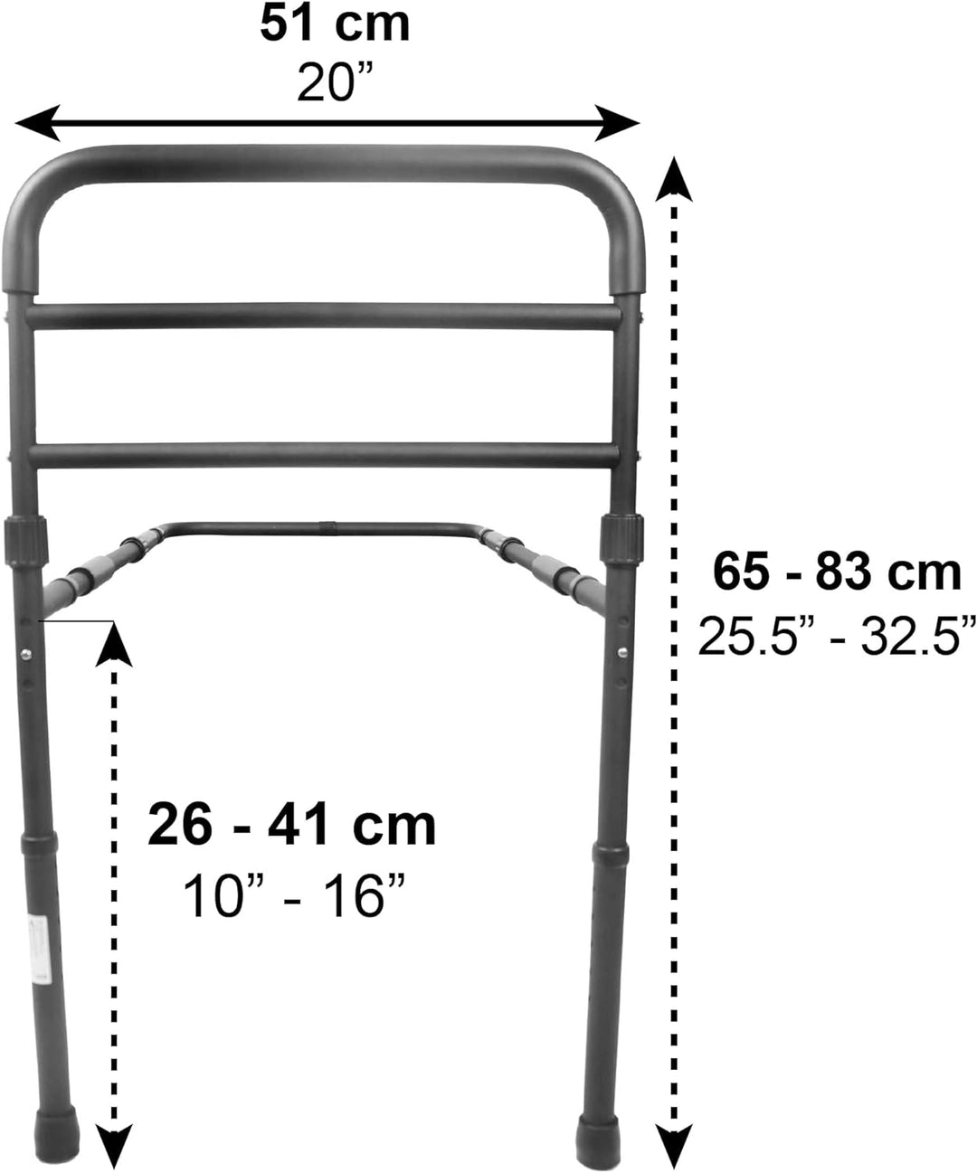 Pepe - Bettgitter Rausfallschutz Senioren (Lattenrosthöhe 26-41 cm, Bis zu 136 kg), Verstellbarer Au
