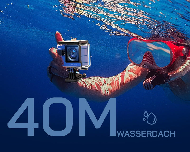 WOLFANG GA300 Action Cam 4K 60FPS Unterwasserkamera WiFi 40M wasserdichte 2.0 EIS Bildstabilisator T