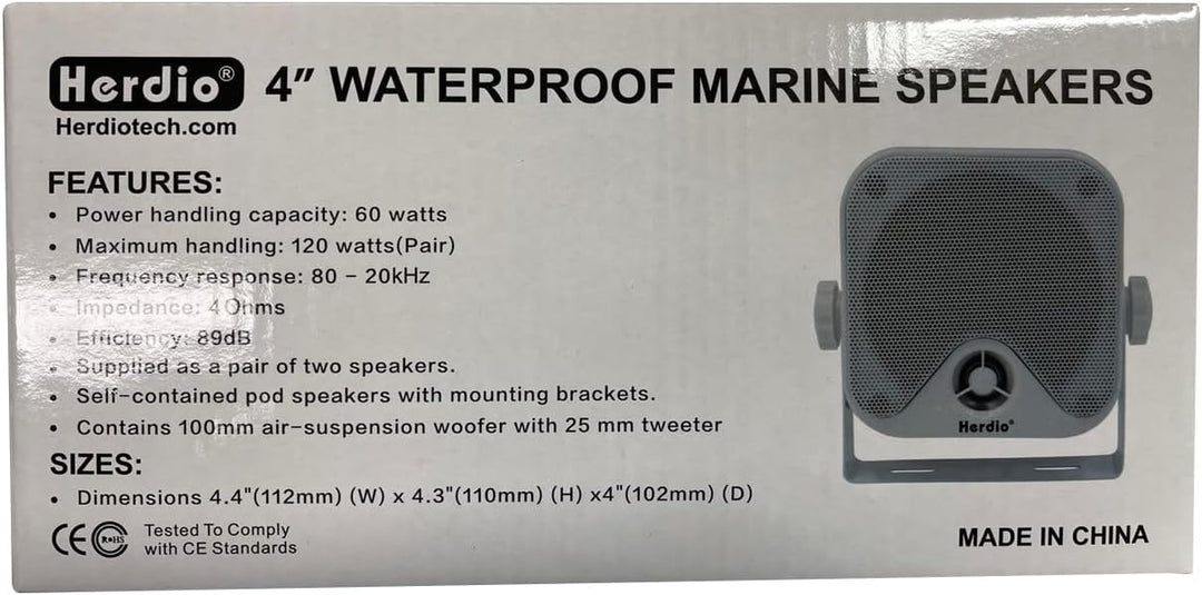 Herdio 100W 10,2 cm kompakter Wasserdichter Marine Stereo Box Lautsprecher für Boot ATV UTV Powerspo