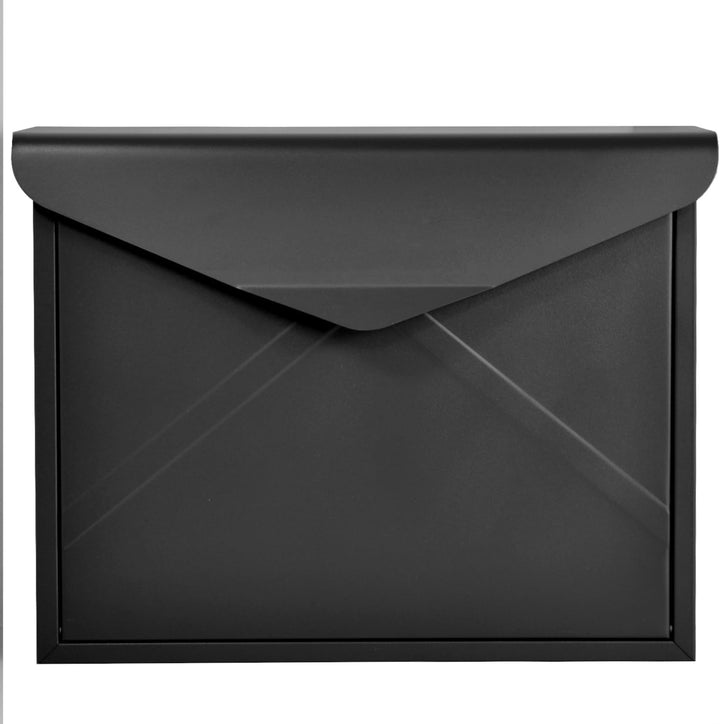 Designer Briefkasten Wandbriefkasten Postkasten ohne Zeitungsrolle Zeitungsfach Schwarz Matt RAL 901