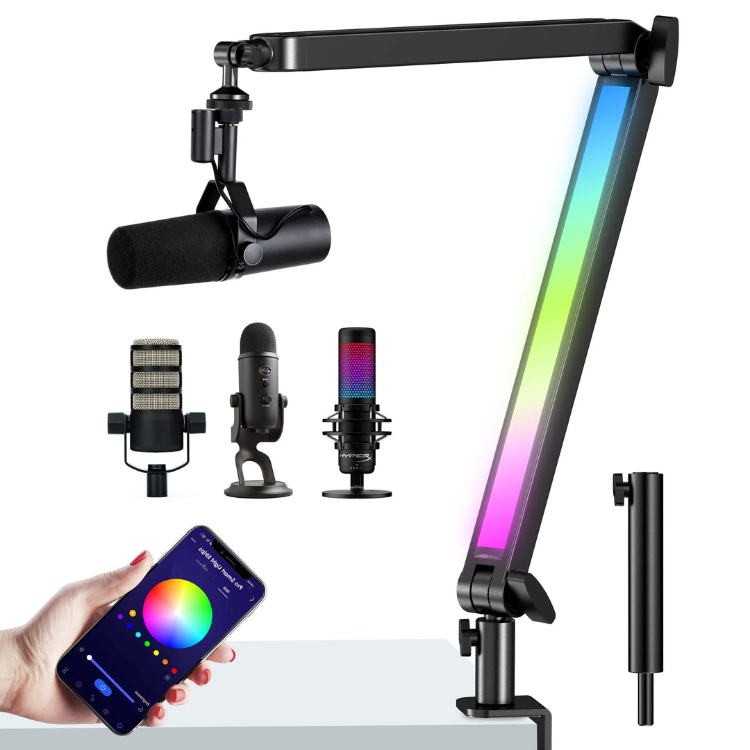 YOUSHARES RGB Mikrofon Arm kompatibel mit Shure SM7B, MV7, HyperX QuadCast, ProCast, Blue Yeti, Rode