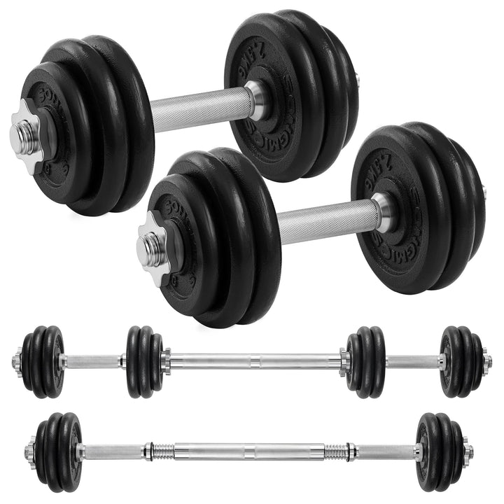 SONGMICS 2-in-1-Hanteln, 2er Set, Hantelset aus Gusseisen, verstellbar, Kurzhantelset mit Verbindung