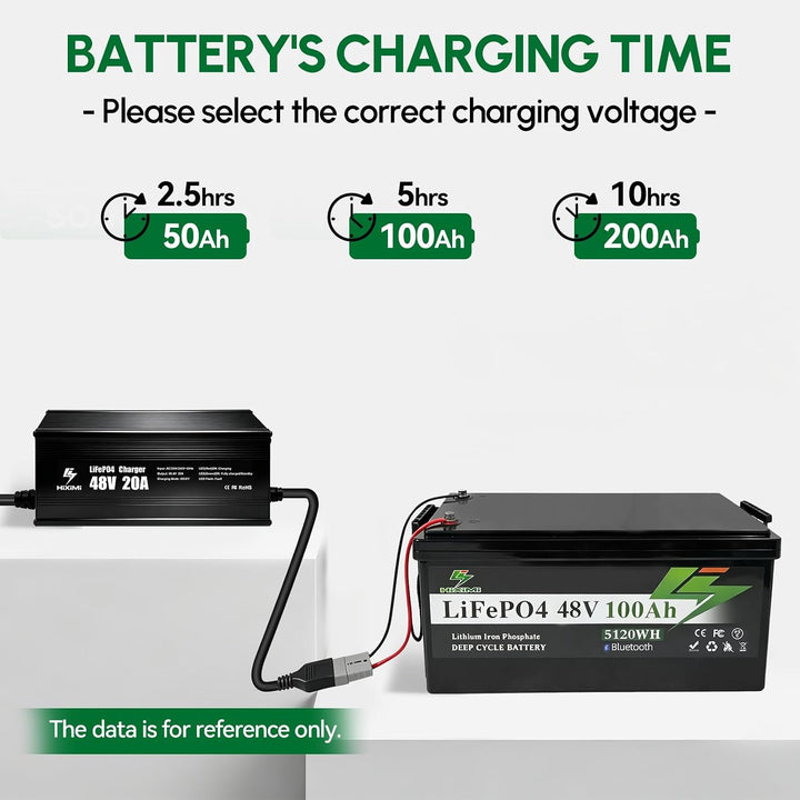 48V 20A LiFePO4-Ladegerät, 58,4V Lithium-Eisen-Phosphat-Ladegerät, Aluminiumgehäuse mit 50A Anderson
