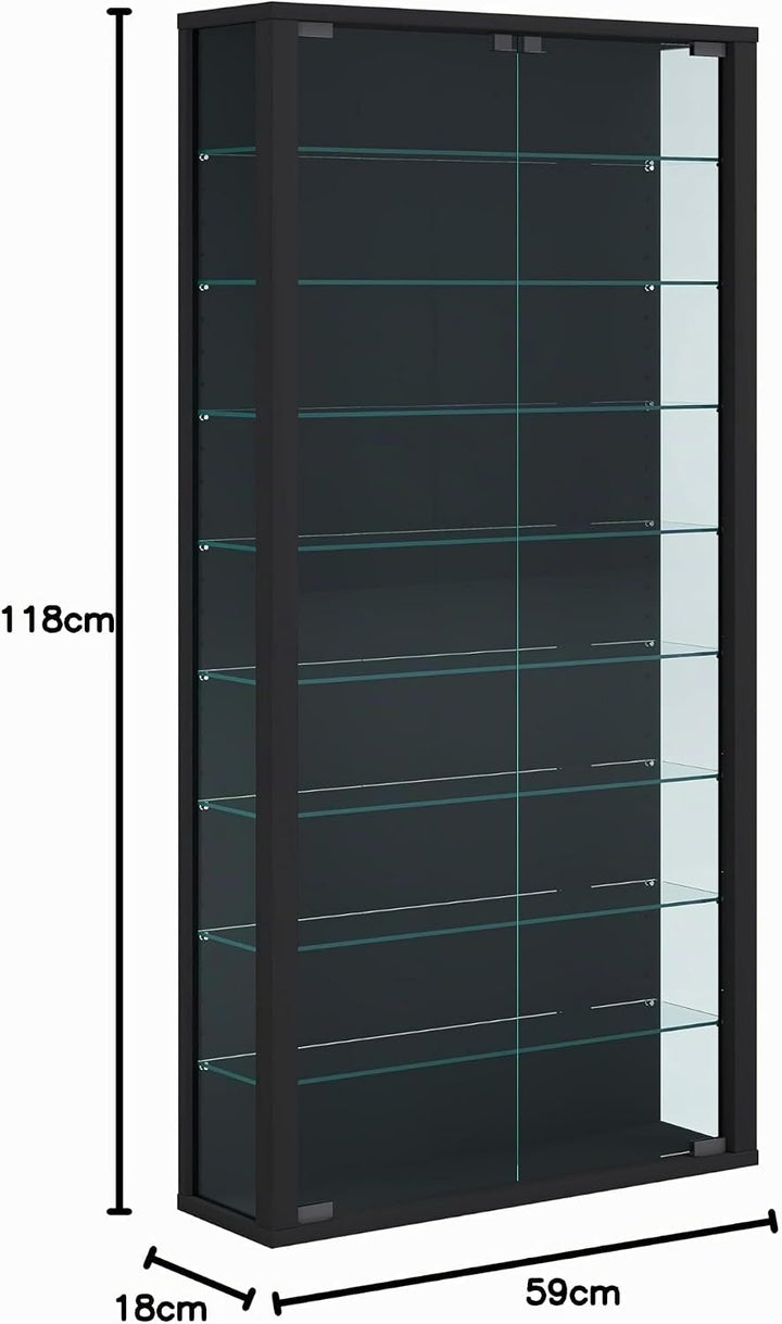 VCM Glasvitrine hängend | Vitrine Glas mit ESG-Sicherheitsglas | Masse: H. 114 x B. 59 x T. 18 cm |