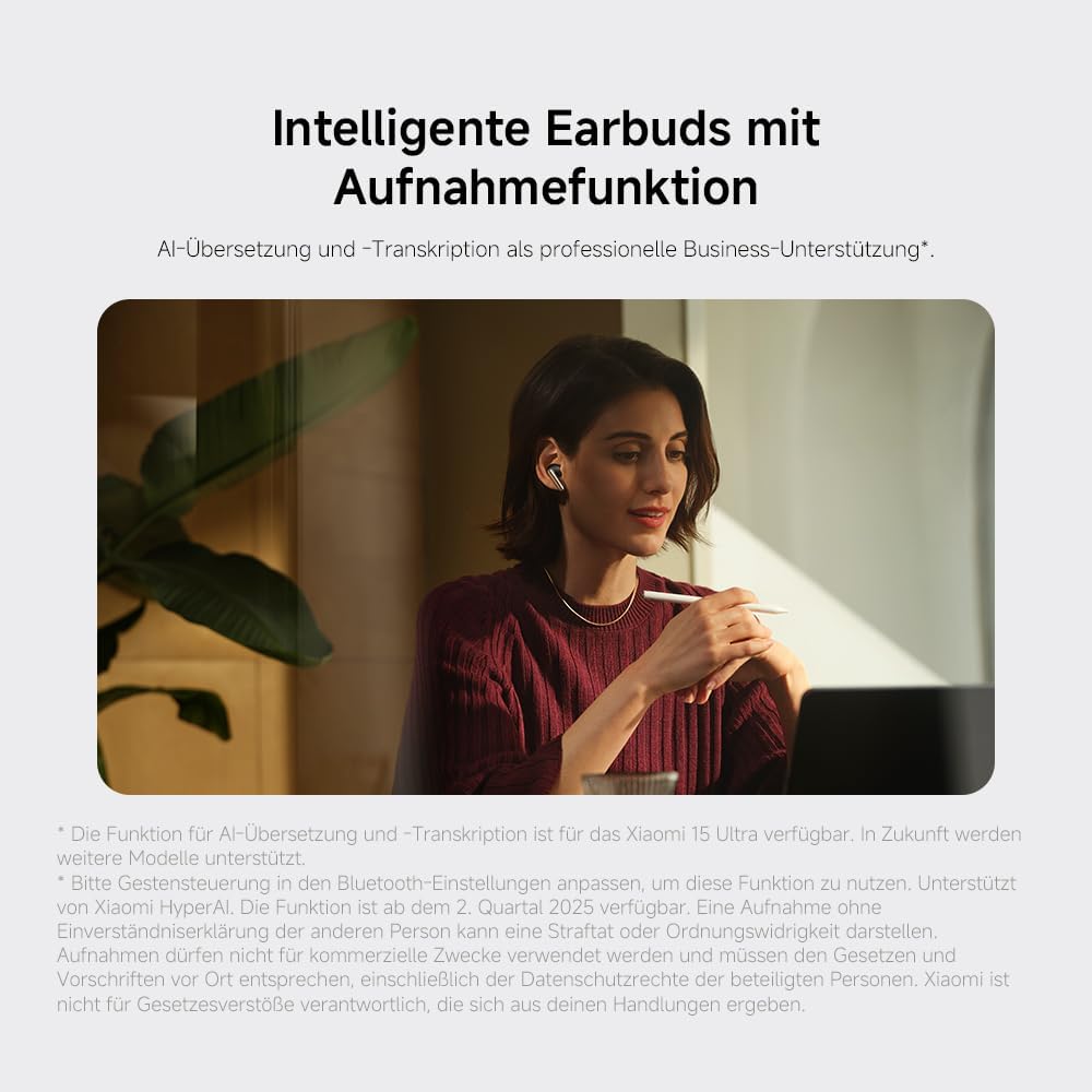 XIAOMI Buds 5 Pro Bluetooth - 11mm HiFi-Dreifach-Treiber, 55db ANC Active Noise Cancellation und 15m