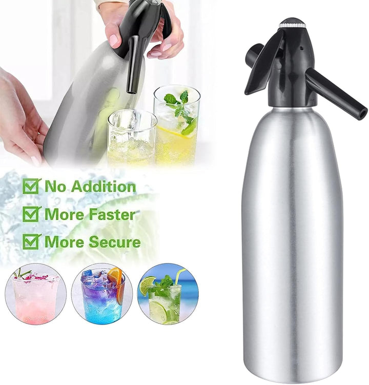 Soda Siphon,1L kohlensäurehaltiges Wasser Maschine,Seltzer Wasser Maker,Tragbare Aluminium Sparkling
