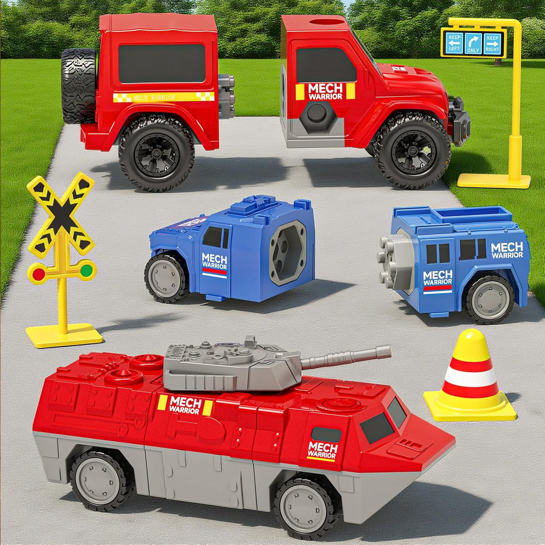Gzsbaby Magnetische Bausteine Auto, 30 PCS Magnetischer Verformung Roboter mit Aufbewahrungsbox, Mag