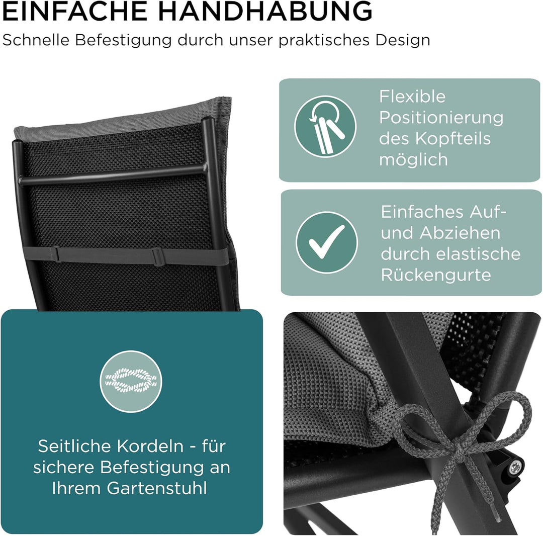 gardisun Gartenstuhlauflagen Hochlehner mit Kopfteil I Extra Dicke Sitzauflagen I Made in Europe I I